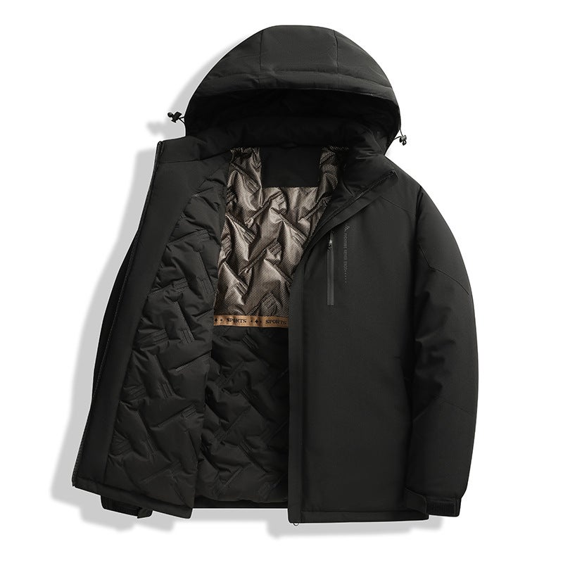 Couple'S Cotton-Padded Coat Graphene Self-Heating Cotton-Padded Coat Men'S Coat Cotton-Padded Coat Loose Collar Color Matching Thickened Overalls Cotton-Padded Coat - Image 1